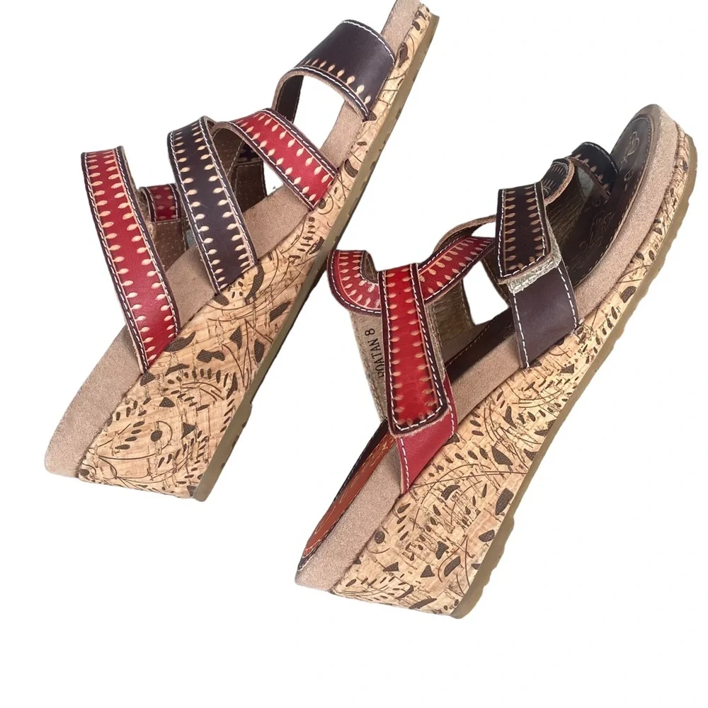 Elite by Corkys | Chocolate Elite Roatan Leather Wedge Sandal Size 8